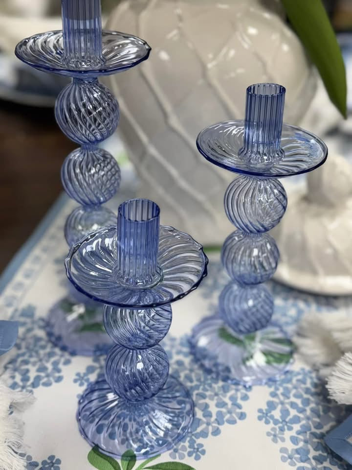 Hand blown glass candlesticks