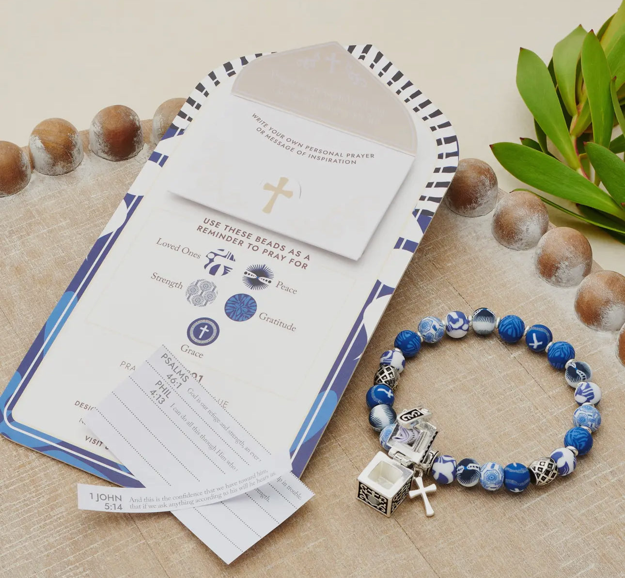 Blue prayer bracelet