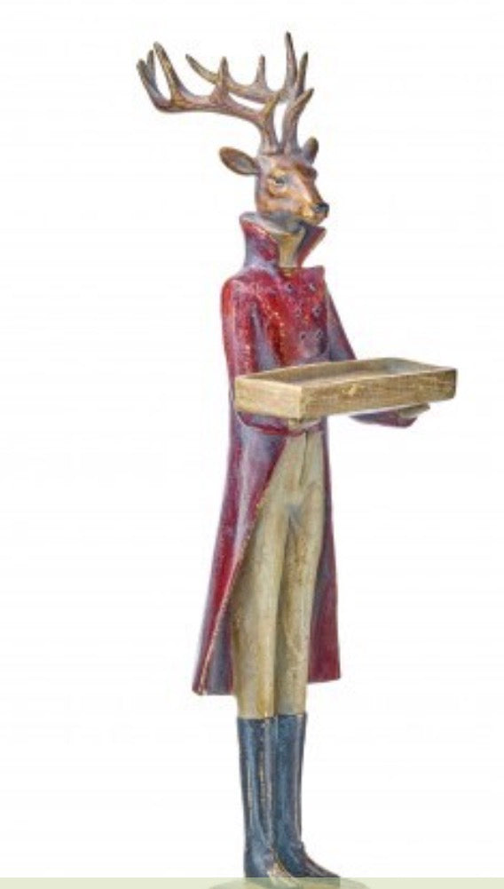 26" RESIN GENTLEMEN DEER HOLDING TRAY