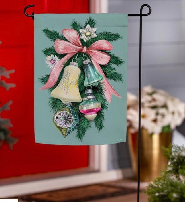 Pink Bow Bells Suede Garden Flag