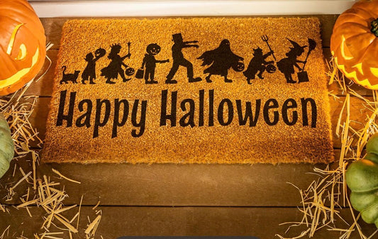 Haunted House Coir Mat, "Happy Halloween" 28"x16"