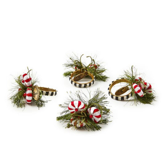 peppermint & pine napkin rings, set of 4