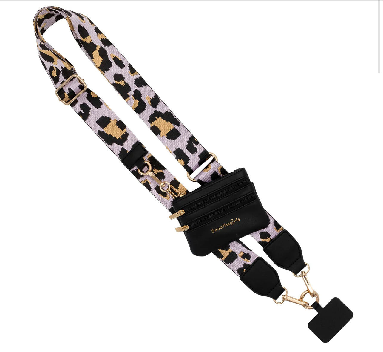 Clip and go crossbody strap with zippered pouch