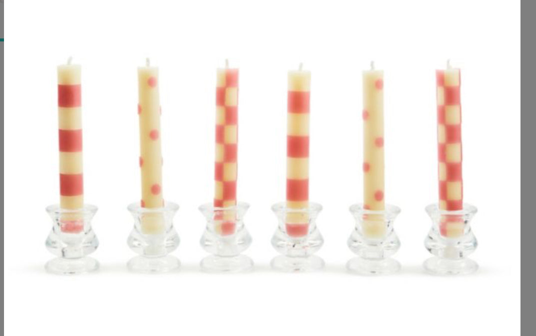 pink mini dinner candles, set of 6