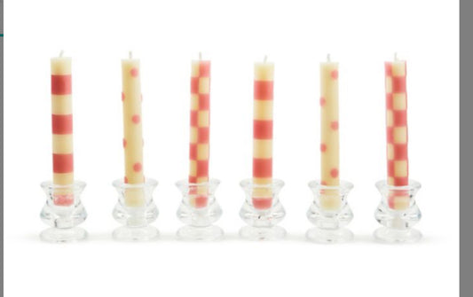 pink mini dinner candles, set of 6