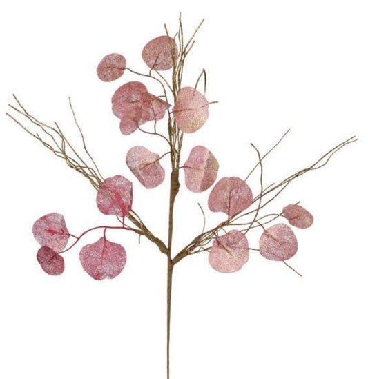 22"L GLITTERED SEAGRAPE LEAF PICK MAUVE/BURGUNDY/GOLD
