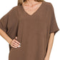 Woven Airflow V-neck Dolman Short Sleeve Top