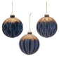 4” glass ball ornament blue/gold