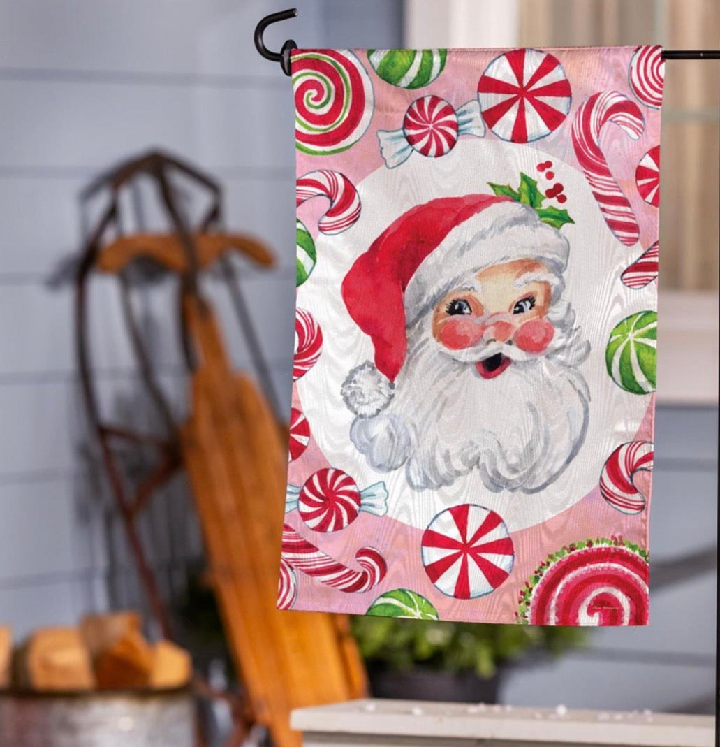 Jolly Sweet Santa Moire Garden Flag