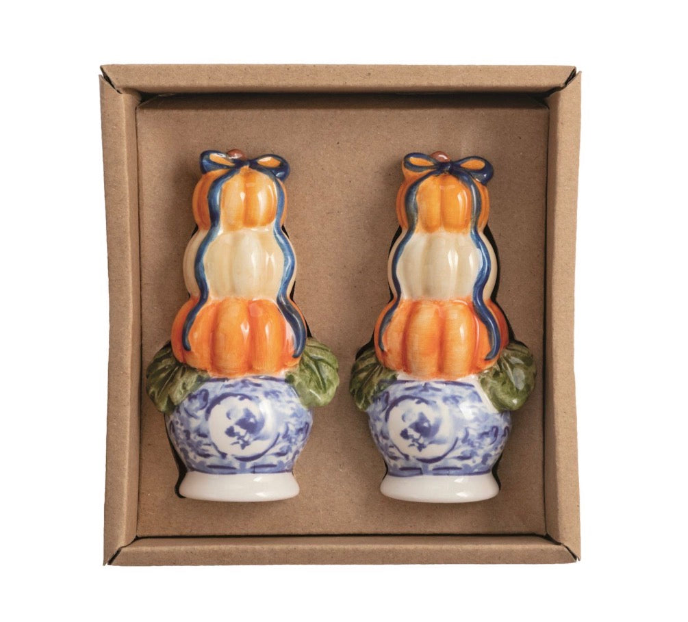 Pumpkin Topiary Salt & Pepper Shaker Set