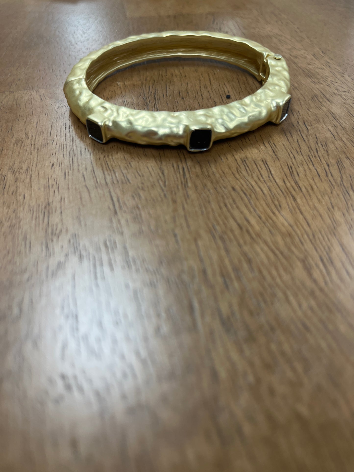 Matte gold hinged bracelet