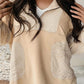 Striped Collared Zipper Long Sleeve Blouse