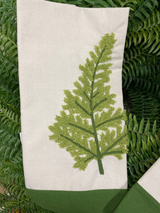 Assorted 28” embroidered fern guest towels