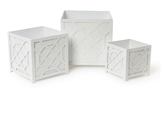 Laser Fretwork Square Metal Planters
