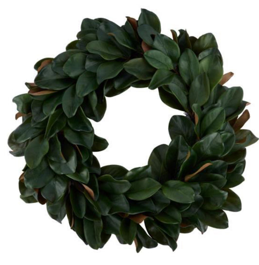 34"DIA MAGNOLIA LEAF WREATH GREEN/BROWN