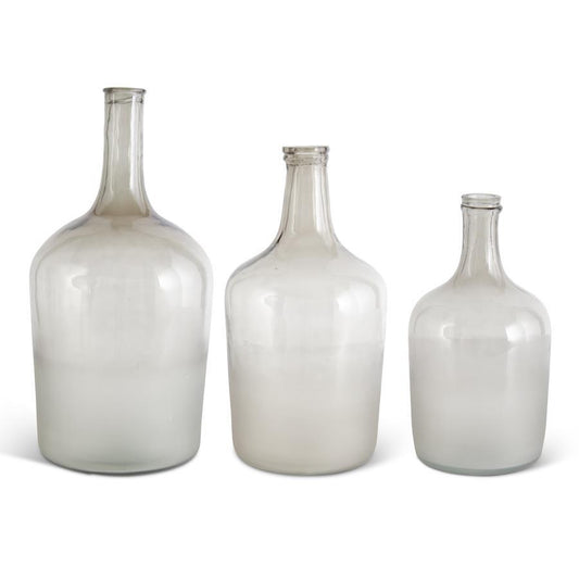 Gray glass long neck bottles with frosted bottom