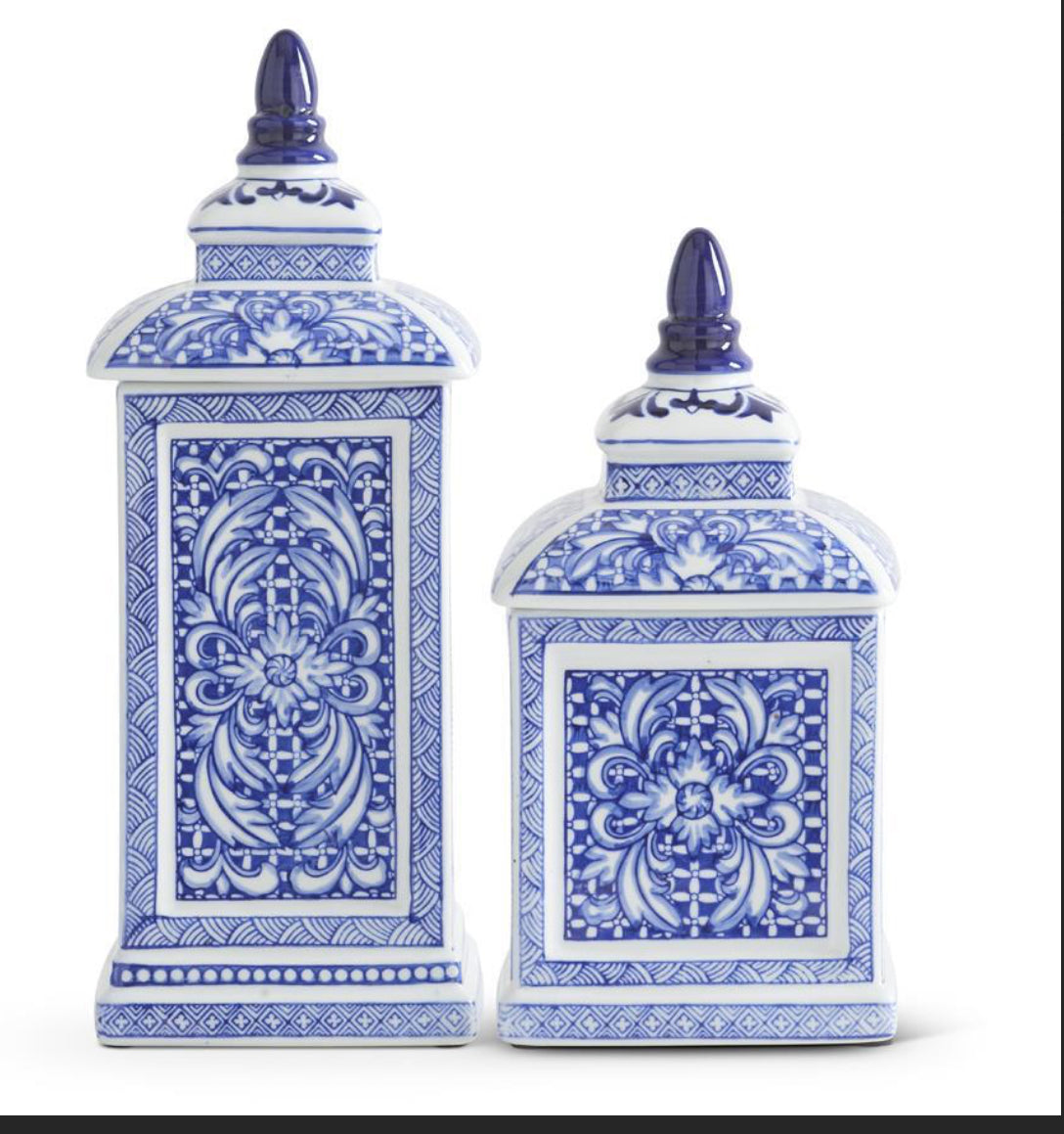 Blue & White Porcelain Square Lidded Container