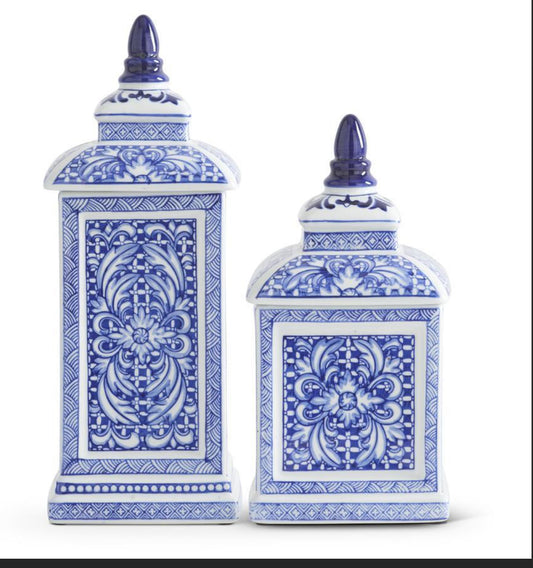 Blue & White Porcelain Square Lidded Container