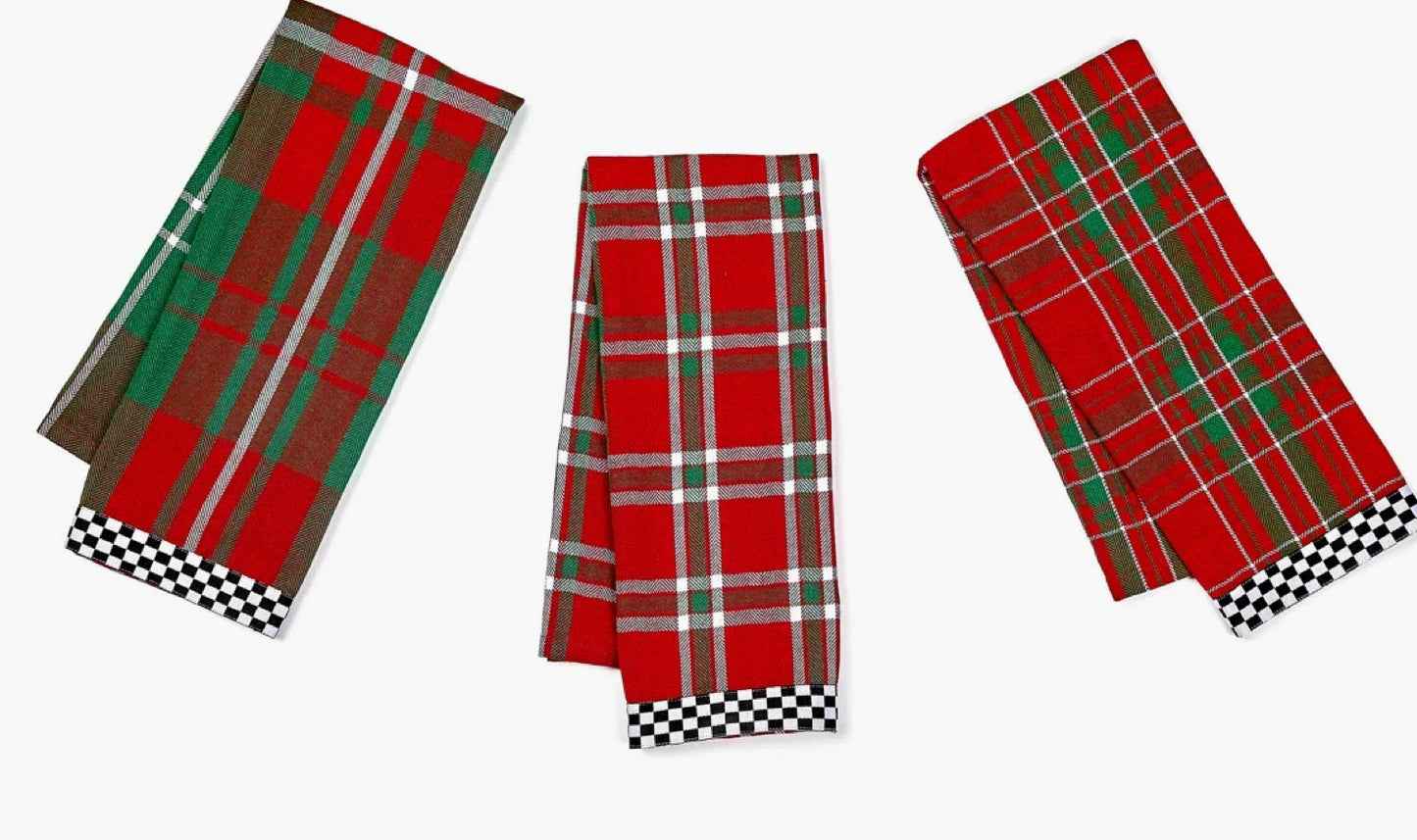 MacKenzie Childs Festive Woven Dishtowels set of 3