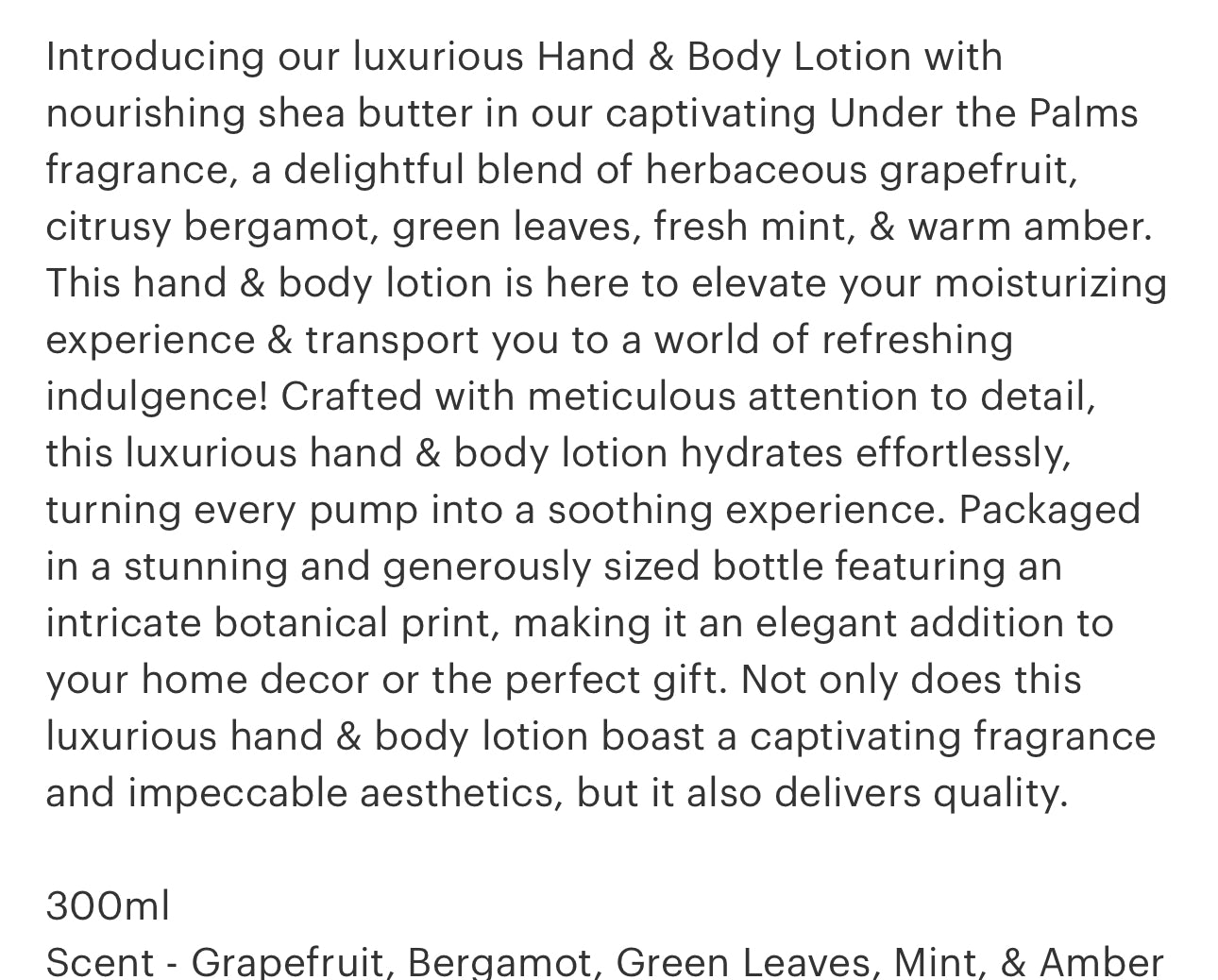 Hand and body lotion-under the palms