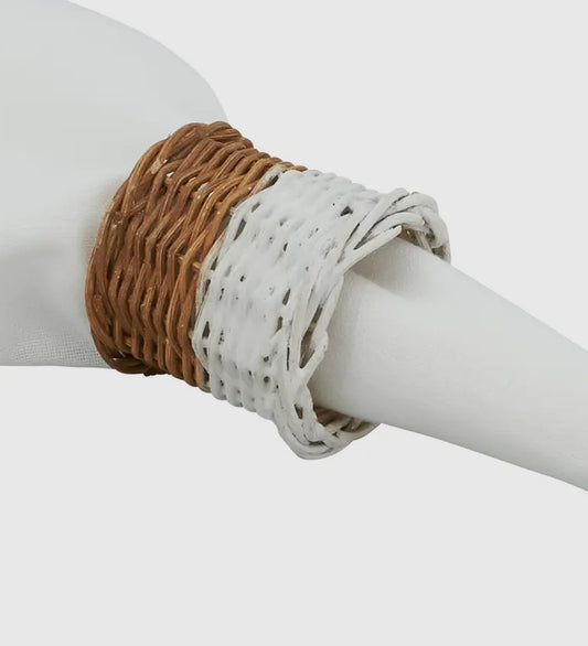 Two tone rattan napkin ring
