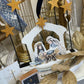 Cut out wood nativity with stars