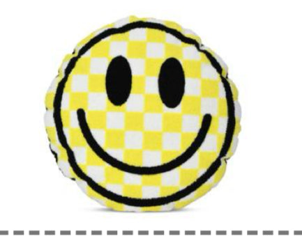 Yellow checkerboard smiley face plush
