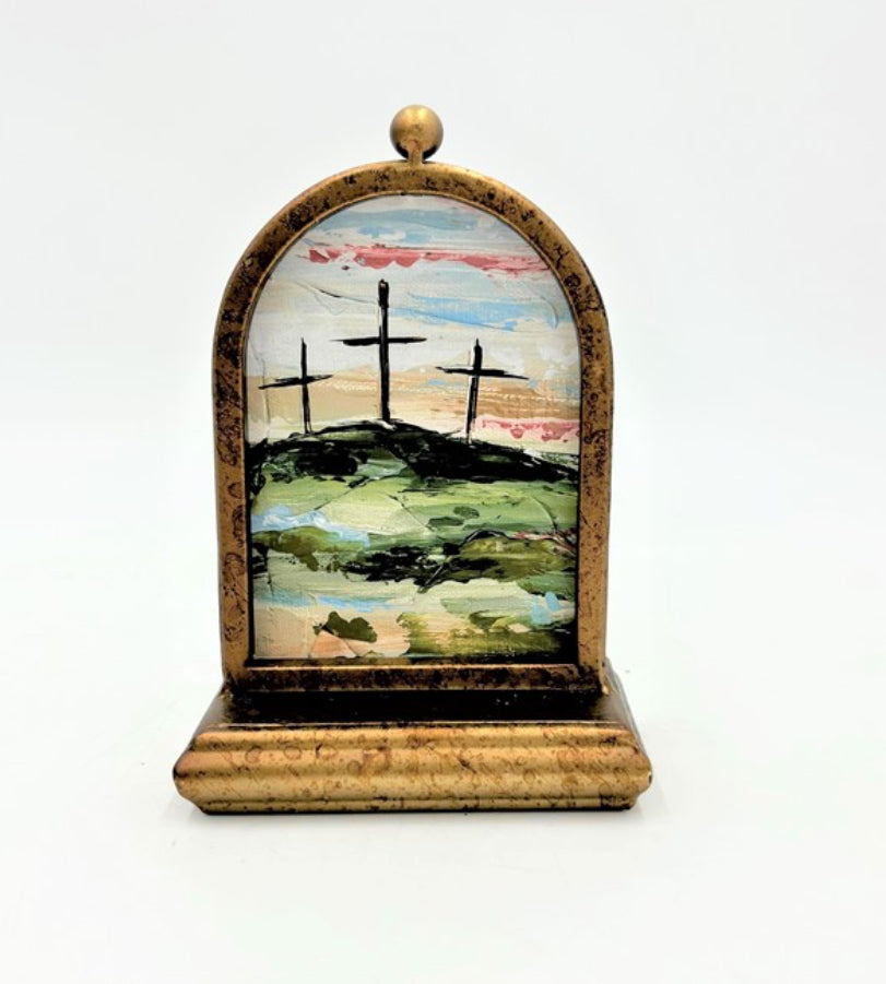 Arched Metal Framed Table Art 3 Crosses