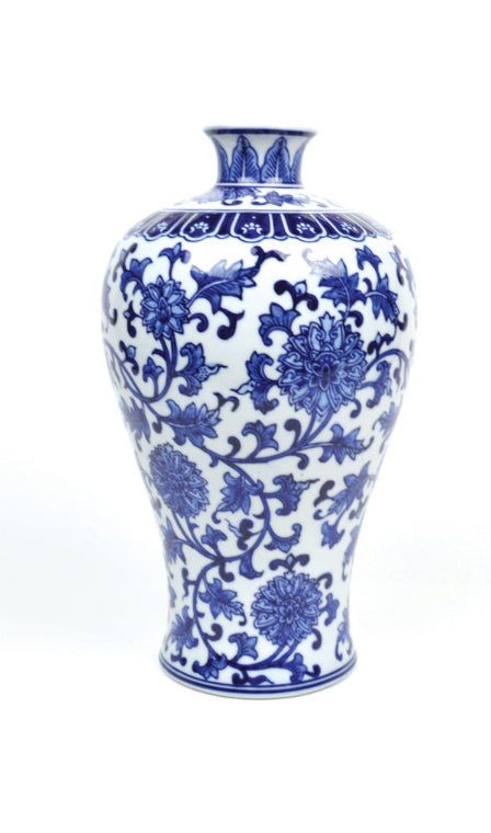 Blue chinoiserie large vase