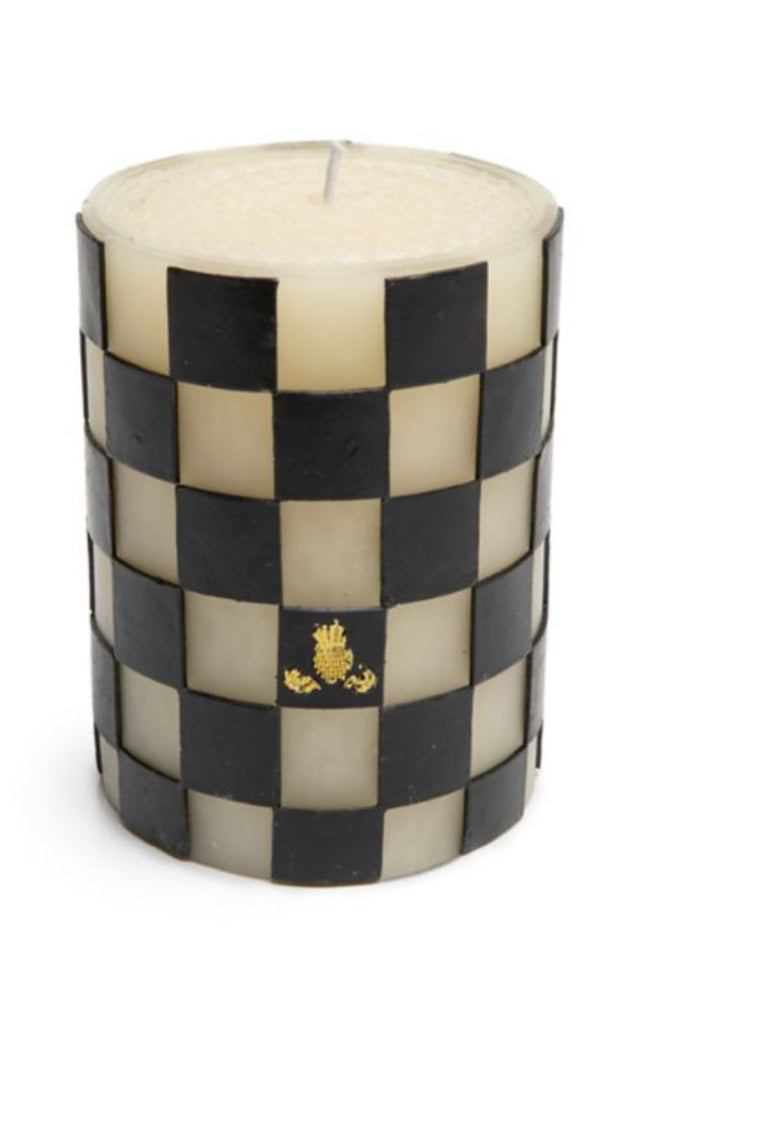 check 4" black pillar candle