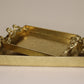 Gilded Gold Metal Trays with Bow Handles, 21x12x4, 17x10x3"