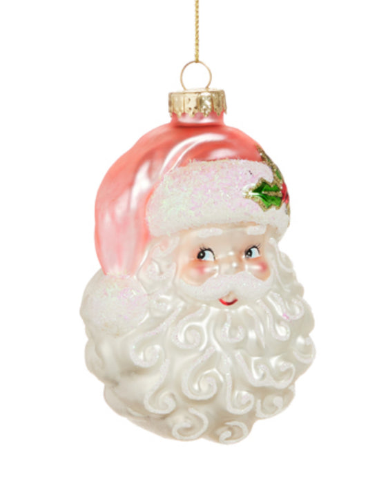 4" Pink Santa Head Ornament