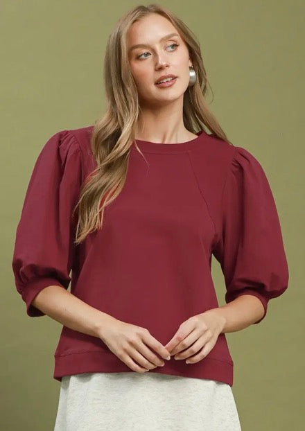 Puff Sleeve Pullover Sweatshirt Top