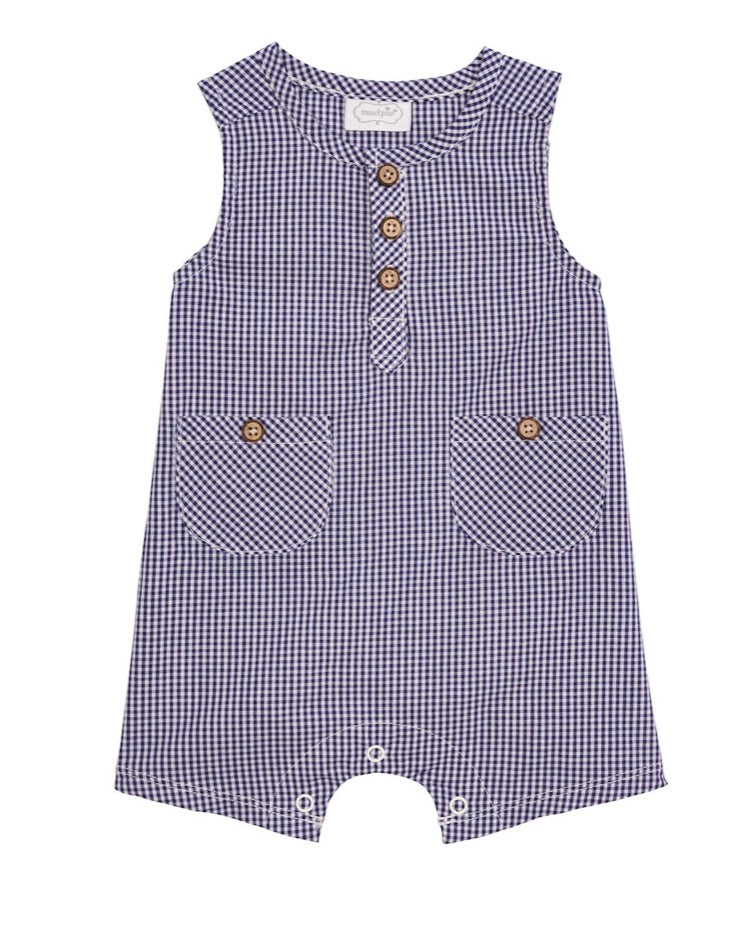 NAVY GINGHAM ROMPER