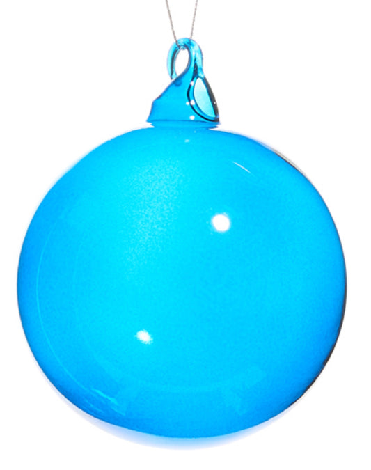 BLUE SHEER BLOWN GLASS BALL ORNAMENT