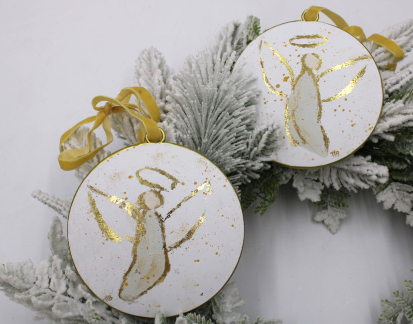 5" Metal Angel Ornament w/ Gold Accents,