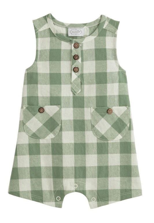GREEN CHECK ROMPER