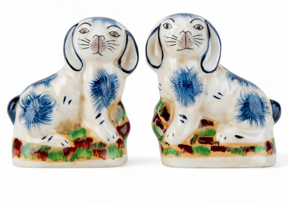 Staffordshire Small Bunny Pair-Blue