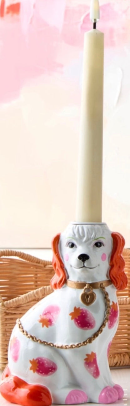 5.75" Dog Candle Holder With Fruit Motif