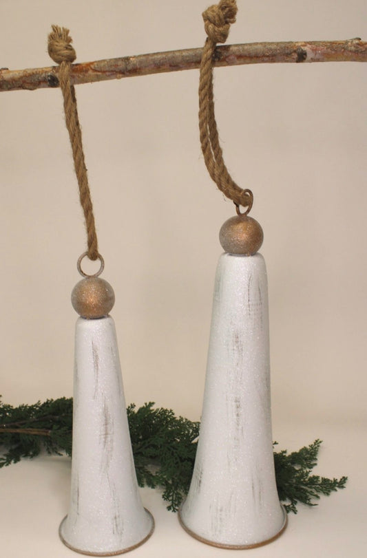 Metal Angel Bells, White Glitter,