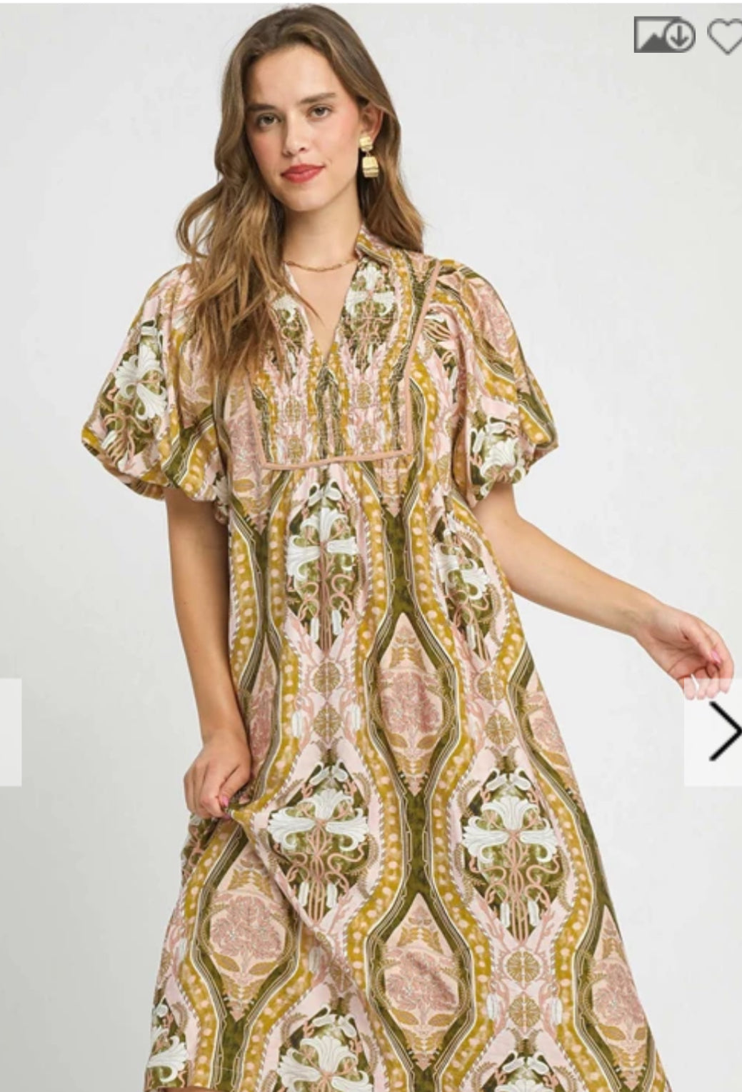 Brown Abstract Print Dress