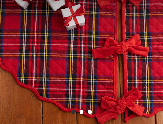 Red Plaid Quilted Tree Skirt