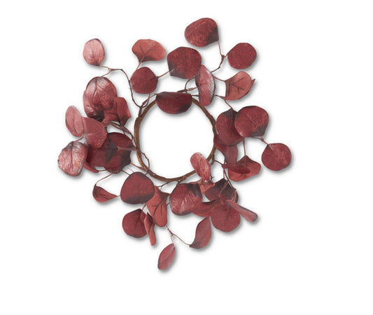 12 INCH BURGUNDY GUMDROP EUCALYPTUS CANDLE RING (4.25DIA.)