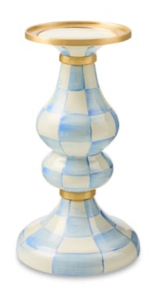 Sky Check Medium Pillar Candlestick