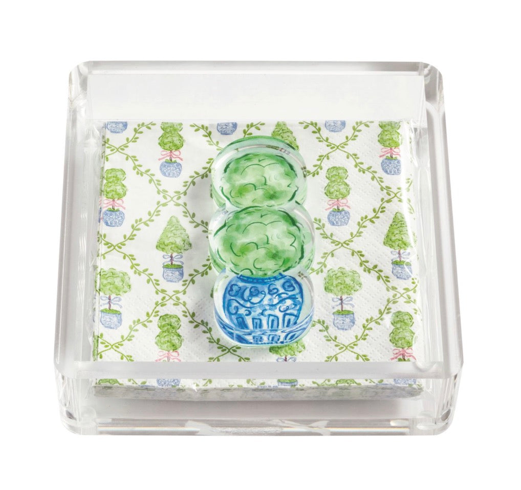 TOPIARY GARDEN NAPKIN & CADDY SET