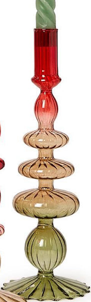 Holiday Ombre Hand-Blown Glass Candlesticks