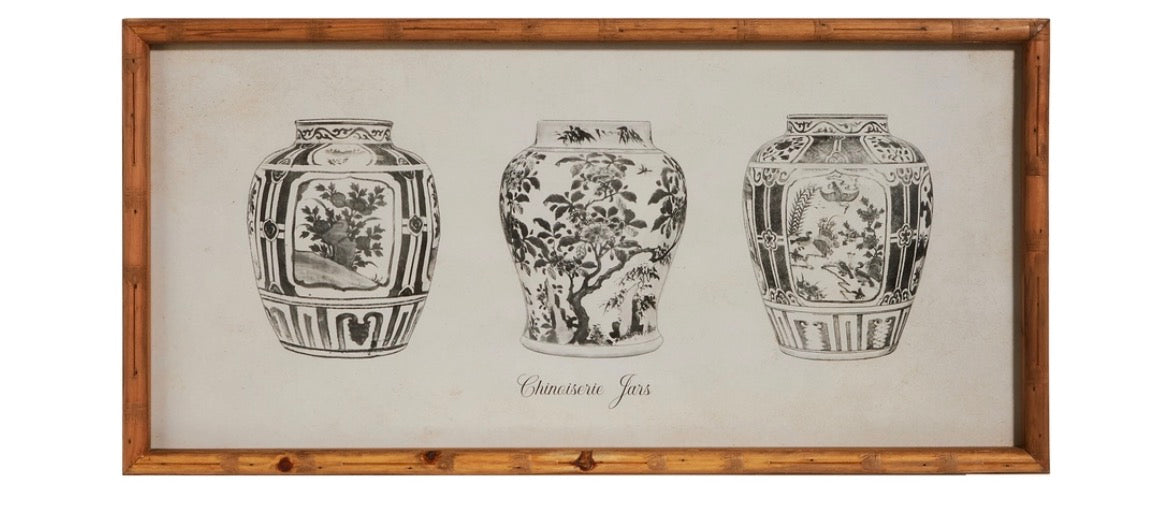 27.5" Black Ginger Jar Framed Wall Art
