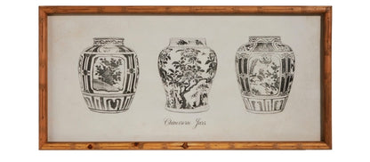 27.5" Black Ginger Jar Framed Wall Art