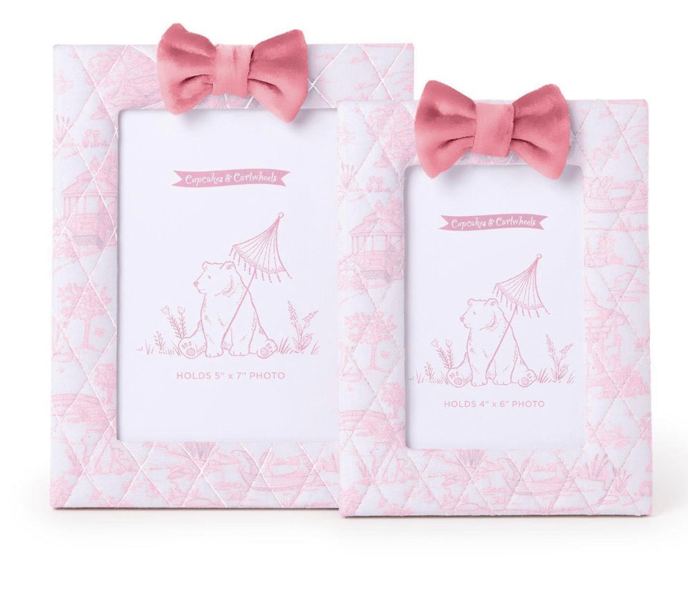 Pink Animal Toile Quilted Photo Frames with Bow