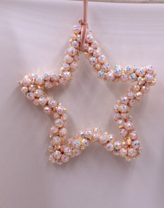 9" Pink Shimmer Glitter Star Ornament
